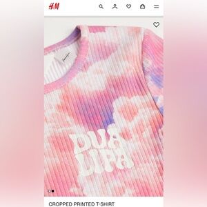 H&M GUC Dua Lipa Girl Pink & Purple Cropped Printed T-Shirt